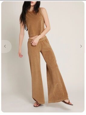 NEW SUZIE KONDI zephyra flare terry pants in pecan size small